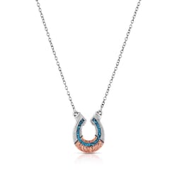 Montana Silversmiths Women's Two-Toned Horseshoe Silver/Turquoise Necklace Water Resistant