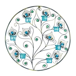 Accent Plus 3 in. H X 23 in. L Peacock Inspired Glass/Metal Wall Sconce