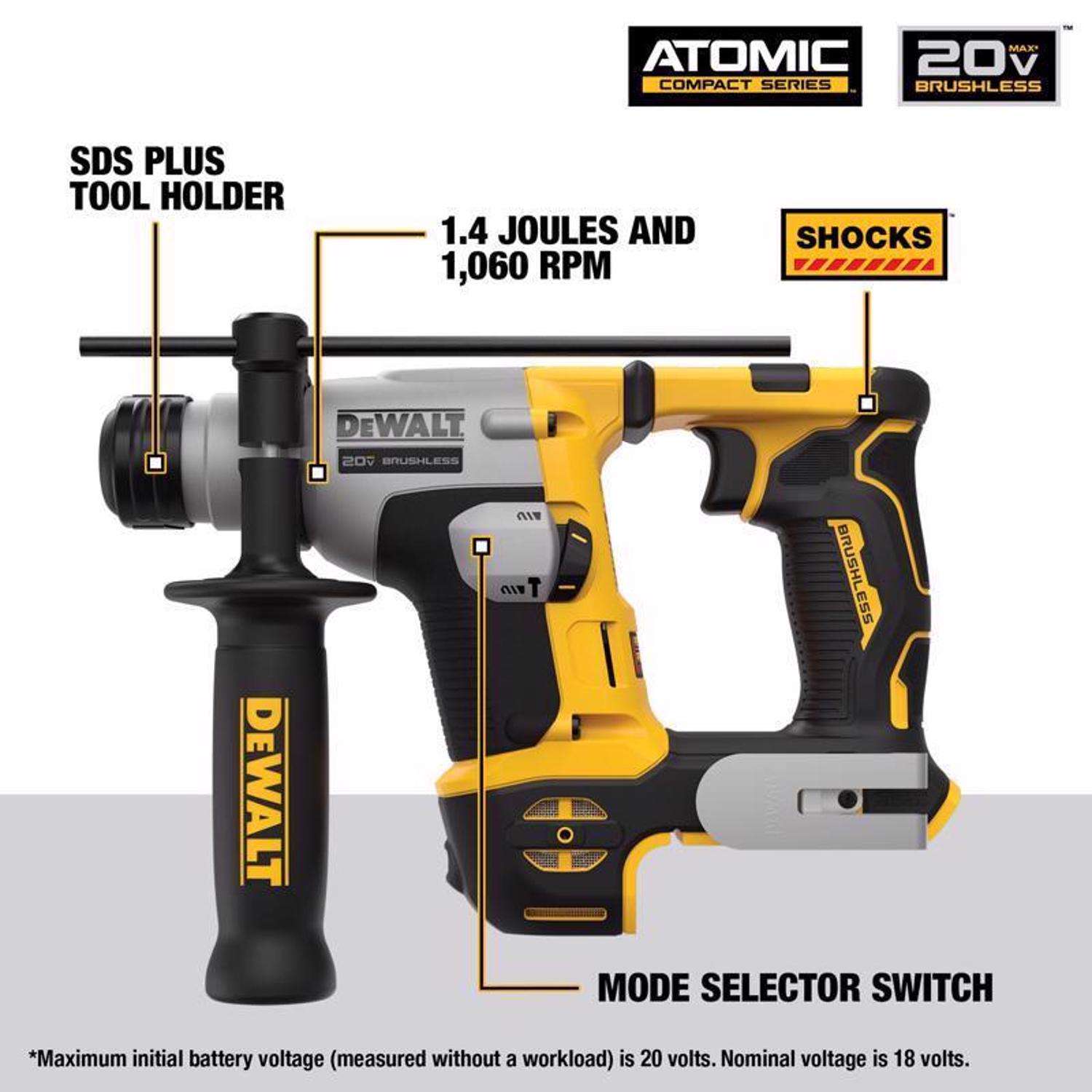 DeWalt 20V MAX ATOMIC 5 8 in. Cordless SDS Plus Compact Rotary