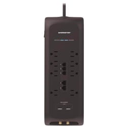 GE 7-Outlet 2 USB Ports Surge Protector, 3 Ft. Cord, Black