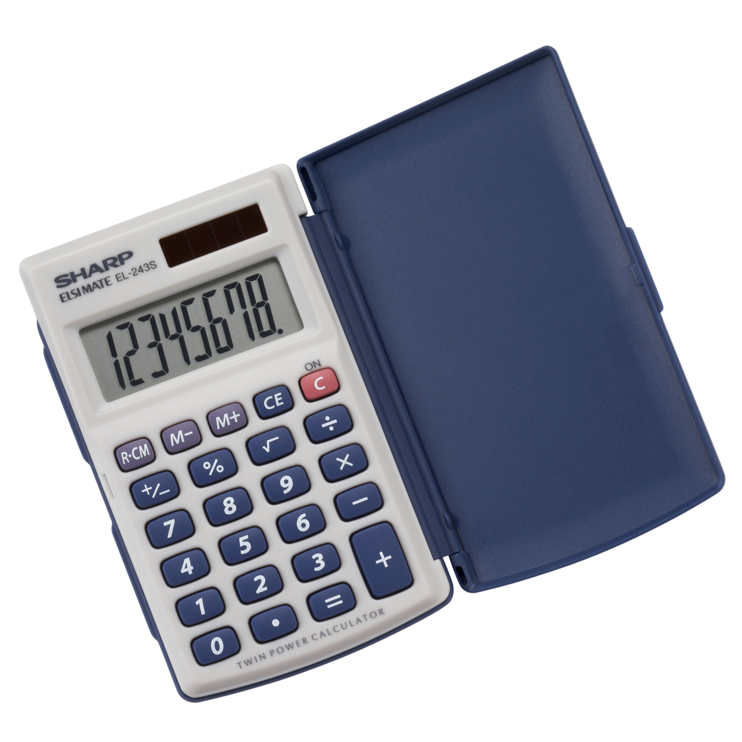 Photos - Calculator Sharp Blue/Gray 8 digit Solar Powered Pocket  EL243SB 