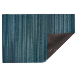 Chilewich 18 in. W X 28 in. L Aqua Stripe PVC Vinyl Door Mat