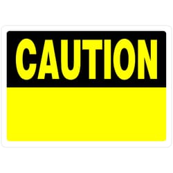 HILLMAN English White Caution Sign 10 in. H X 14 in. W