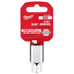 Milwaukee 3/8 in. X 1/2 in. drive SAE 6 Point Standard Socket 1 pc