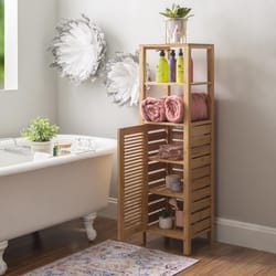 Linon Home Decor 47 in. H X 13 in. W X 11 in. D Rectangle Natural Bath Storage Cabinet