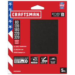 Craftsman 5.5 in. L X 4.5 in. W Assorted Grit Ceramic 1/4 Sheet Sandpaper 5 pk