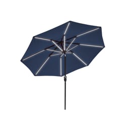 Sun-Ray 9 ft. Tiltable Navy Blue Solar Lighted Umbrella