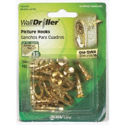 Hillman WallDriller Brass-Plated Gold Drywall Picture Hook 35 lb 10 pk