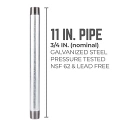 STZ Industries 3/4 in. MIP each X 3/4 in. D MIP in. Galvanized Steel 11 in. L Nipple