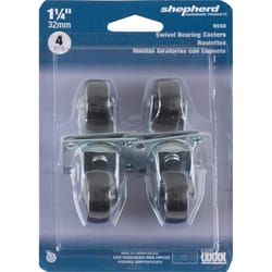 Shepherd Hardware 1-1/4 in. D Swivel Plastic Caster Wheel w/Plate 40 lb 4 pk