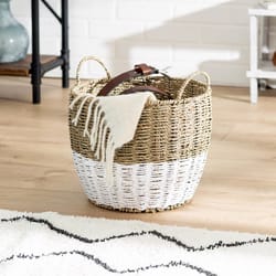 Honey-Can-Do 12 in. L X 12 in. W X 10 in. H Brown/White Storage Basket