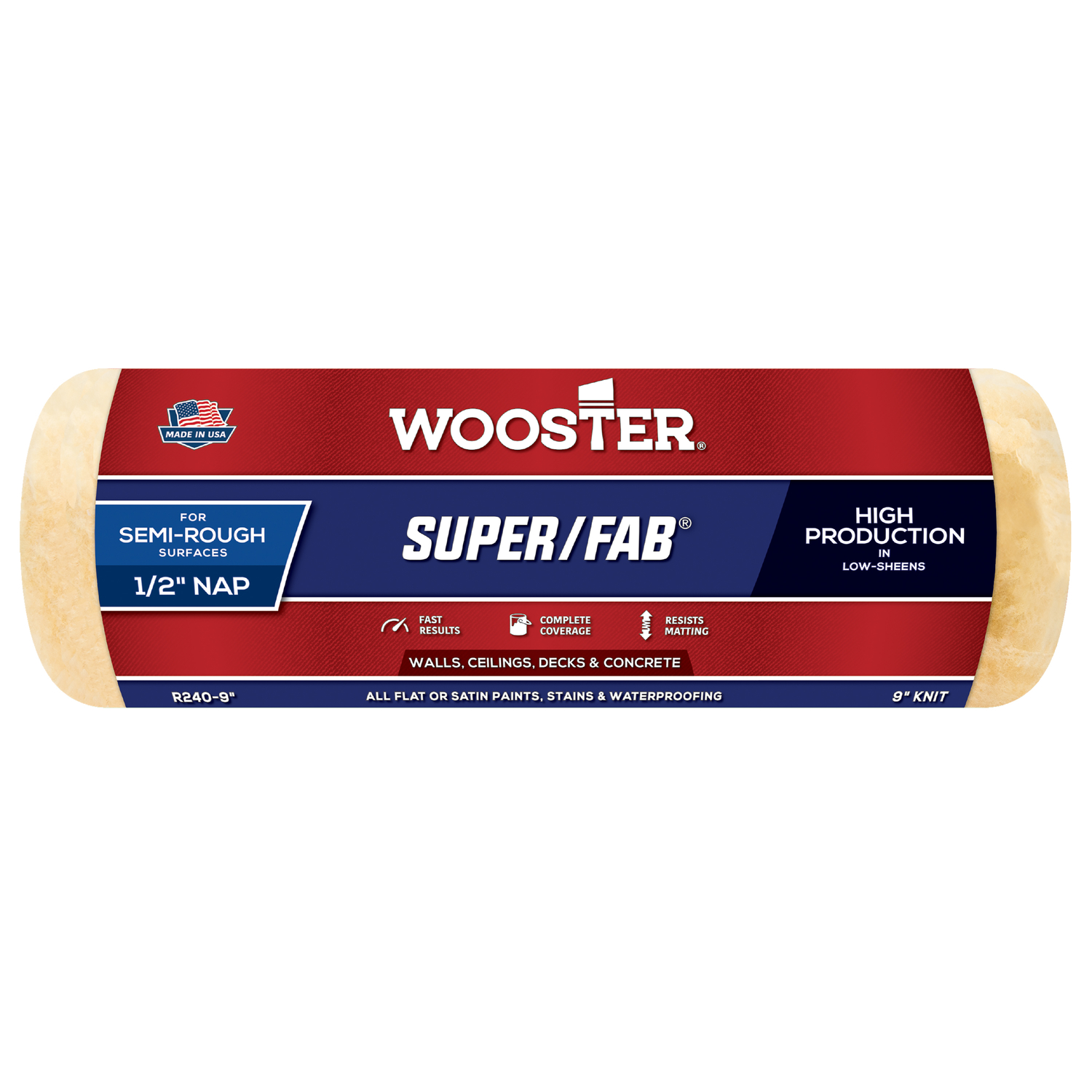 Photos - Putty Knife / Painting Tool Wooster Super/Fab Knit 9 in. W X 1/2 in. Regular Paint Roller Cover 1 pk R