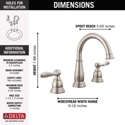 Delta Windemere Brushed Nickel Traditional Widespread Bathroom Sink Faucet 8 in.