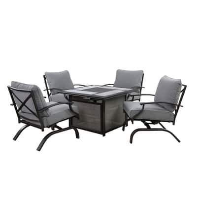 Halsted 5 piece best sale fire table chat set