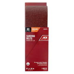 Ace 16 in. L X 2-1/2 in. W Aluminum Oxide Sanding Belt 80 Grit Medium 2 pc
