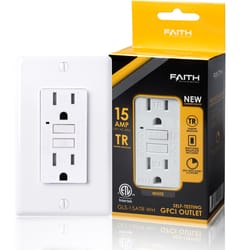 Faith 15 amps 125 V Duplex White GFCI Outlet 60 pk