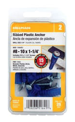 HILLMAN 0.164 in. D X 1-1/4 in. L Plastic Ribbed Head Ribbed Anchor 25 pk