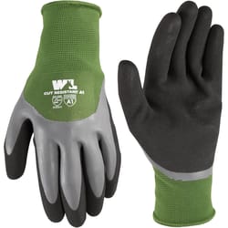 Wells Lamont Men's Indoor/Outdoor Latex Palm Dipped Gloves Gray/Green L 1 pair