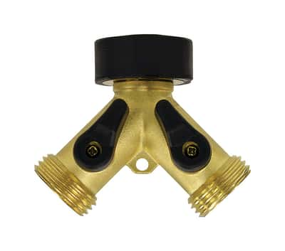 Gilmour Brass Threaded Male Y-Hose Connector with Shut Offs - Ace Hardware