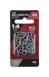 Ace 3/32 in. D X 13/16 in. L Zinc-Plated Steel Screw Eye 20 lb. cap. 14 pk