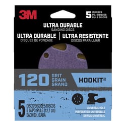 3M Ultra Durable 5 in. Ceramic Hook and Loop Sanding Disc 120 Grit 5 pk