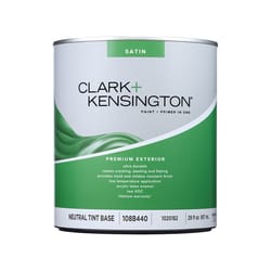 Clark+Kensington Satin Tint Base Neutral Base Exterior Paint and Primer Exterior 1 qt