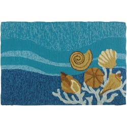 Homefires 22 in. W X 34 in. L Multi-Color Shells & Coral Polypropylene Accent Rug