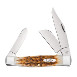 Case Amber Stainless Steel 7.55 in. Large Stockman Pocket Knife