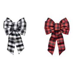 Holiday Trims Assorted Plaid Wired Christmas Bow 14 in.