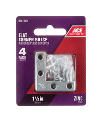 Ace 1-1/2 in. H X 2.75 in. W X 1-1/2 in. D Zinc Flat Corner Brace