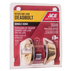 Ace Mobile Home Polished Brass Solid Brass Single Cylinder Deadbolt