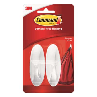 3m Command Medium Plastic Designer Hooks 3 1 8 Inch L 2 Pack Ace Hardware