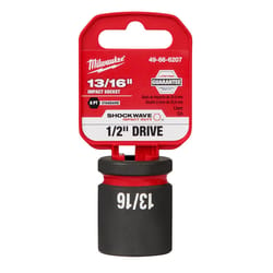 Milwaukee Shockwave 13/16 in. X 1/2 in. drive SAE 6 Point Standard Impact Socket 1 pc