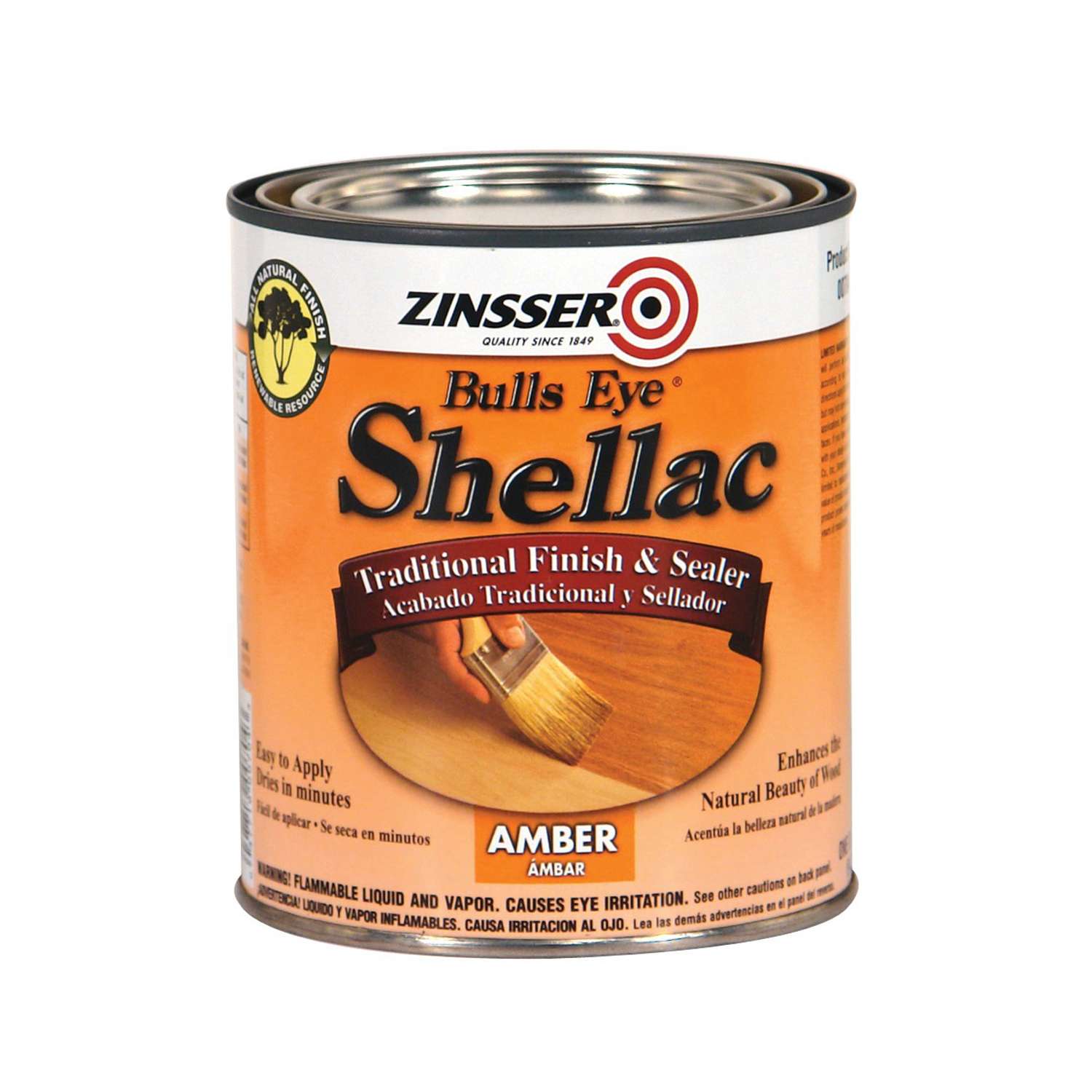 Zinsser Bulls Eye Amber Shellac Finish and Sealer 1 qt Ace Hardware