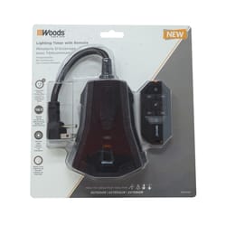 Woods Outdoor Mechanical Timer 125 V Black