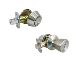 Faultless Tulip Satin Stainless Steel Entry Knob and Single Cylinder Deadbolt Right Handed