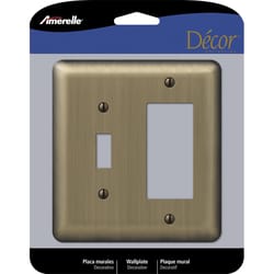 Amerelle Devon Brushed Brass 2 gang Stamped Steel Decorator/Toggle Wall Plate 1 pk