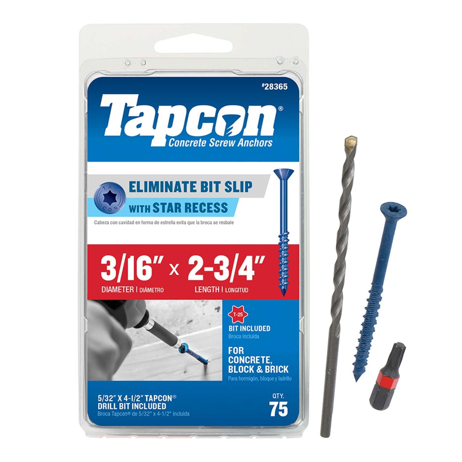Tapcon 23/4 in. L Star Flat Head High/Low Concrete Screws Ace Hardware
