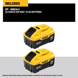 DeWalt 20V MAX DCB210-2 10 Ah Lithium-Ion Battery 2 pc