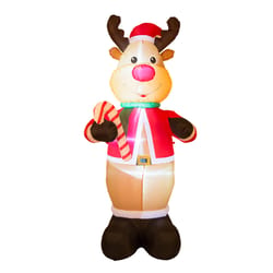 Glitzhome 94.49 in. Reindeer Holding Candy Cane Inflatable