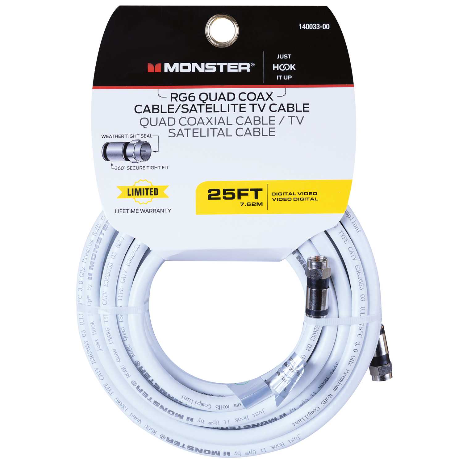 Monster Cable Hook It Up Weatherproof Video Coaxial Cable 25 ft. Ace