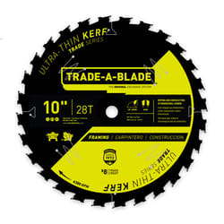 Trade A Blade 10 in. D X 5/8 in. Ultra Thin Kerf Carbide Saw Blade 28 teeth 1 pk