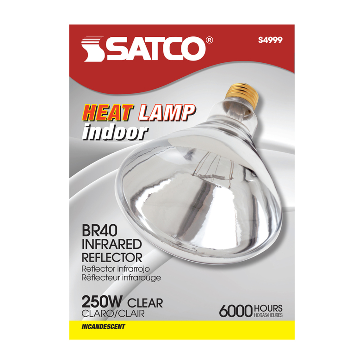 Photos - Light Bulb Warm Satco 250 W BR40 Heat Lamp Incandescent Bulb E26   White 1 pk (Medium)