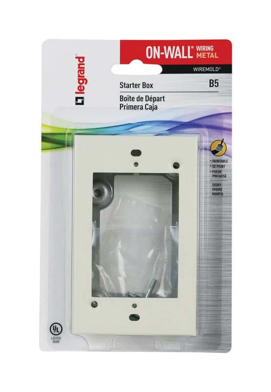 Wiremold 1 in. Rectangle Metal 1 gang Extension Starter Box Ivory Ace Hardware