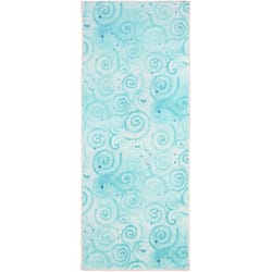 Cozy Living 21 in. W X 54 in. L Blue Waves Polyester Accent Rug