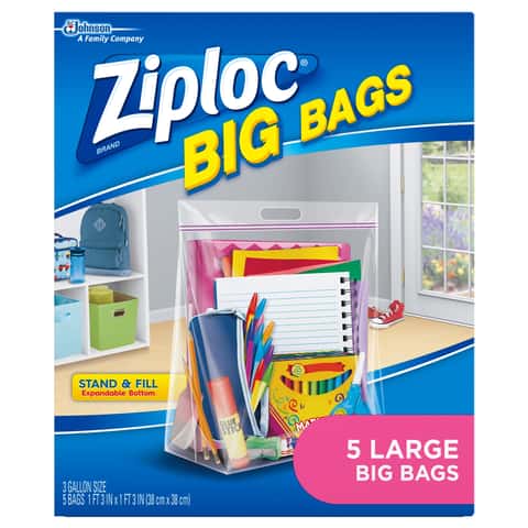 3 LARGE 2.5 Gallon Plastic STORAGE Vlear Bags Handle Bag 15x15