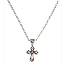 Montana Silversmiths Men's Antique Copper Diamond Cross Silver Necklace Brass Water Resistant