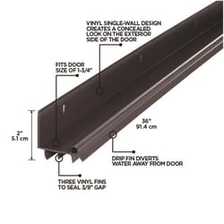 M-D BUILDING PRODUCTS Brown Vinyl Under Door Seal For Doors 36 in. L X 2 in.