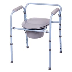 Carex Health Brands Blue/Gray Deluxe Folding Commode Steel 21.63 in. H X 16.5 in. L