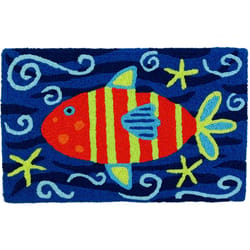 Jellybean 20 in. W X 30 in. L Multi-Color Striped Orange Fish Polyester Accent Rug